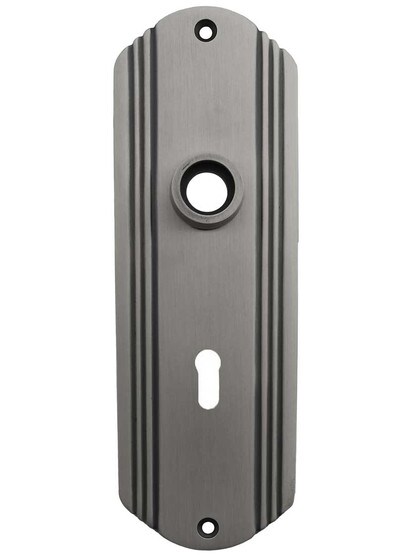 Streamline Deco Forged Brass Back Plate With Keyhole in Antique Pewter.